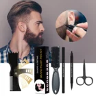 Набор карандашей для наполнения бороды, Водостойкий карандаш для бороды для мужчин, с кисточкой, для салона, гравировки волос на лице, инструмент для укладки бровей