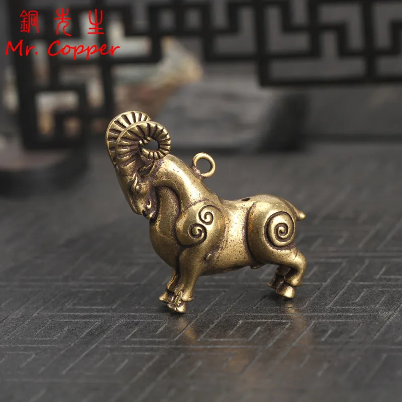 Медные маленькие украшения в виде овцы античная латунь брелок подвеска