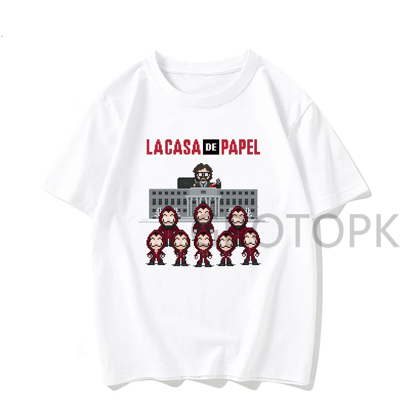 Новая футболка для детей Для мужчин Забавный дизайн La Casa De Papel футболка деньги Heist футболки ТВ футболки "сериалы" Для мужчин короткий рукав дом Бумага футболка - Цвет: 8488