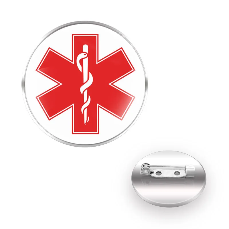 

Emergency Medical Technician Theme Brooch Badge Glass Cabochon Dome For Bag Clothes Decoration Pin Jewelry Gifts