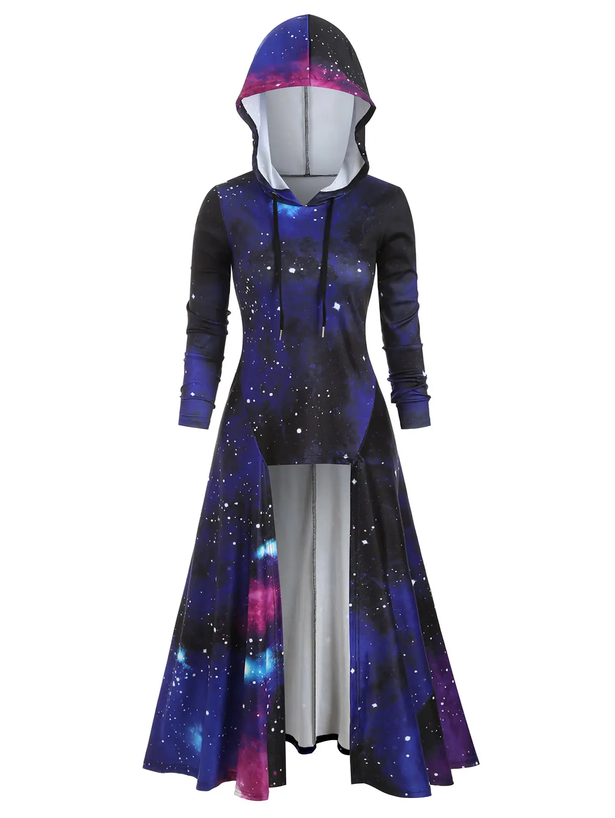 Макси топ с капюшоном и высоким разрезом со шнуровкой|Женские платья| |