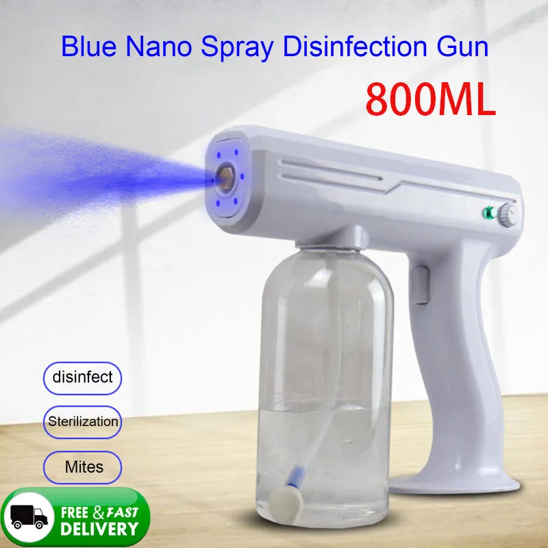

800 ML Wireless Electric Sanitizer Sprayer Disinfects Blue Light Nano Steam Spray Gun Sterilizing Nano Spray Gun For Home Office