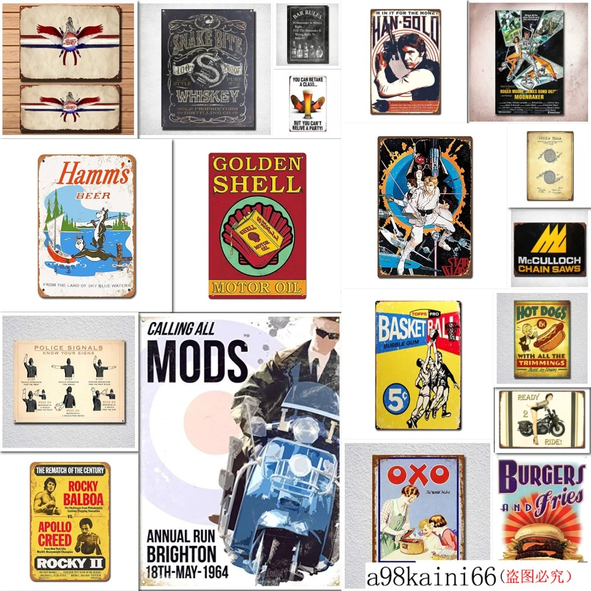 Винтажный металлический плакат WLA в стиле ретро с изображением девушки виде