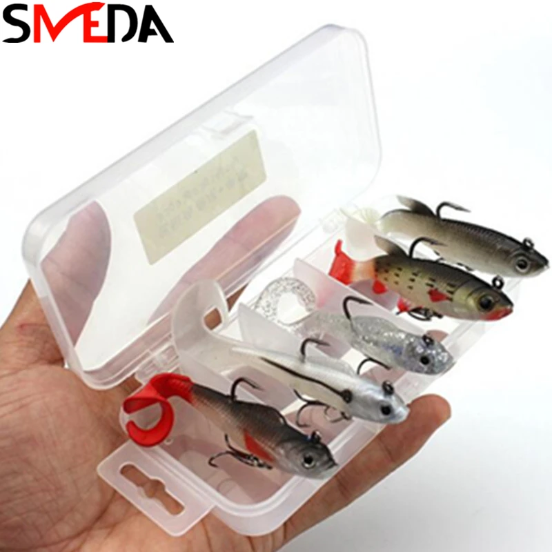 5 шт./кор. T хвост рыбы воблер рыболовные приманки 9 3 г/14g с jig Head мягкие 3D глаза для