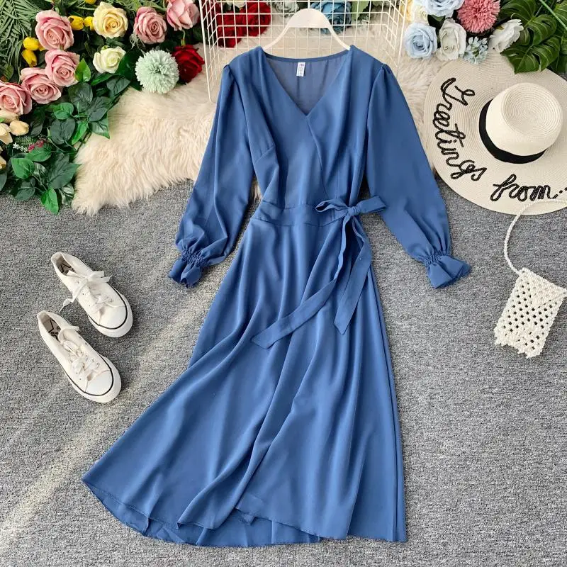 Платье макси с длинным рукавом Vestidos 2019 новое осенне-зимнее женское платье