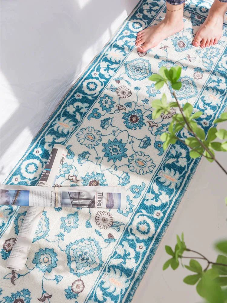 

Long Entrance Hallway Carpet Vintage Home Soft Rug for Bedroom Decor Doormat American Persian Carpet Living Room Bedside