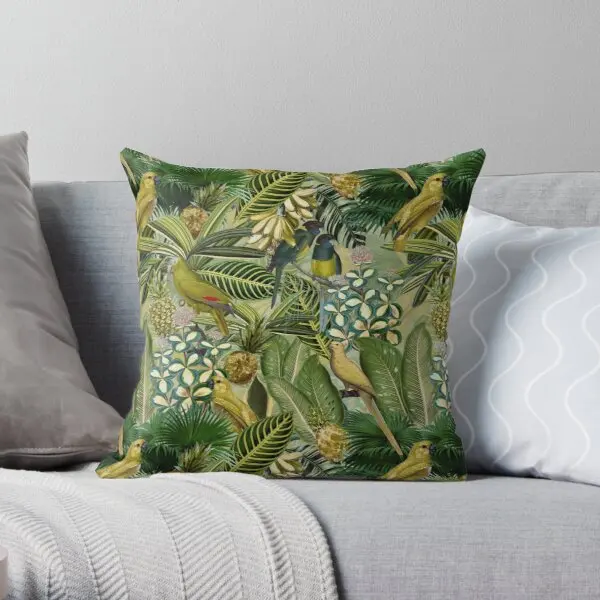 

Vintage Green Tropical Bird Jungle Garde Soft Decorative Throw Pillow Cover for Home Pillows NOT Included