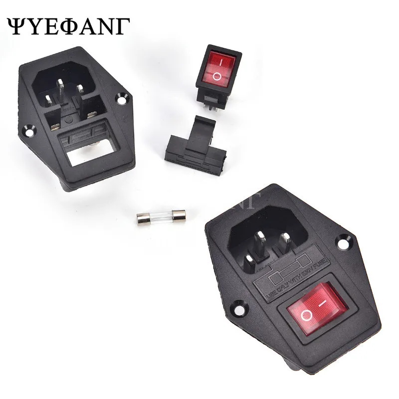 1 шт. 10А 250В розетка 3 Pin IEC320 C14 Входной модульный Штепсель выключатель