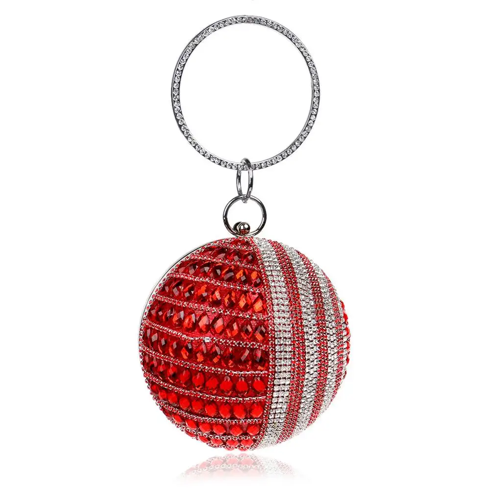 

New round handbag for ladies diamond-encrusted evening dress bag