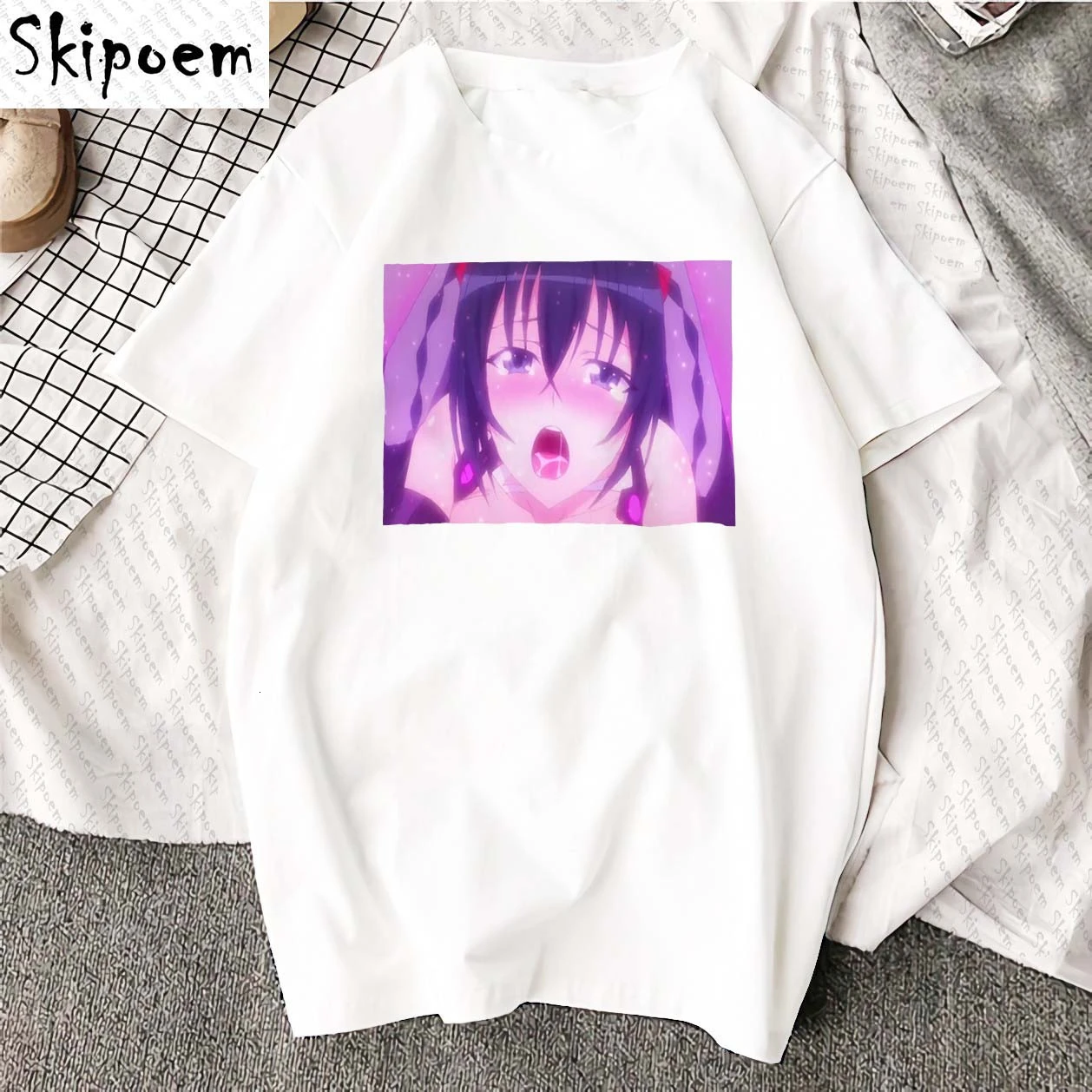 Сексуальная аниме простая художественная футболка женская готическая кавайная