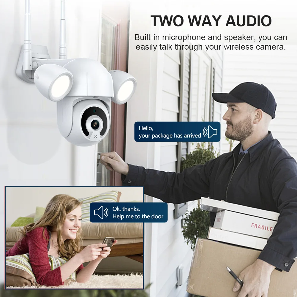 Камера наружного освещения Tuya 3 Мп умный прожектор для двора PTZ Wi Fi IP ИК IP66