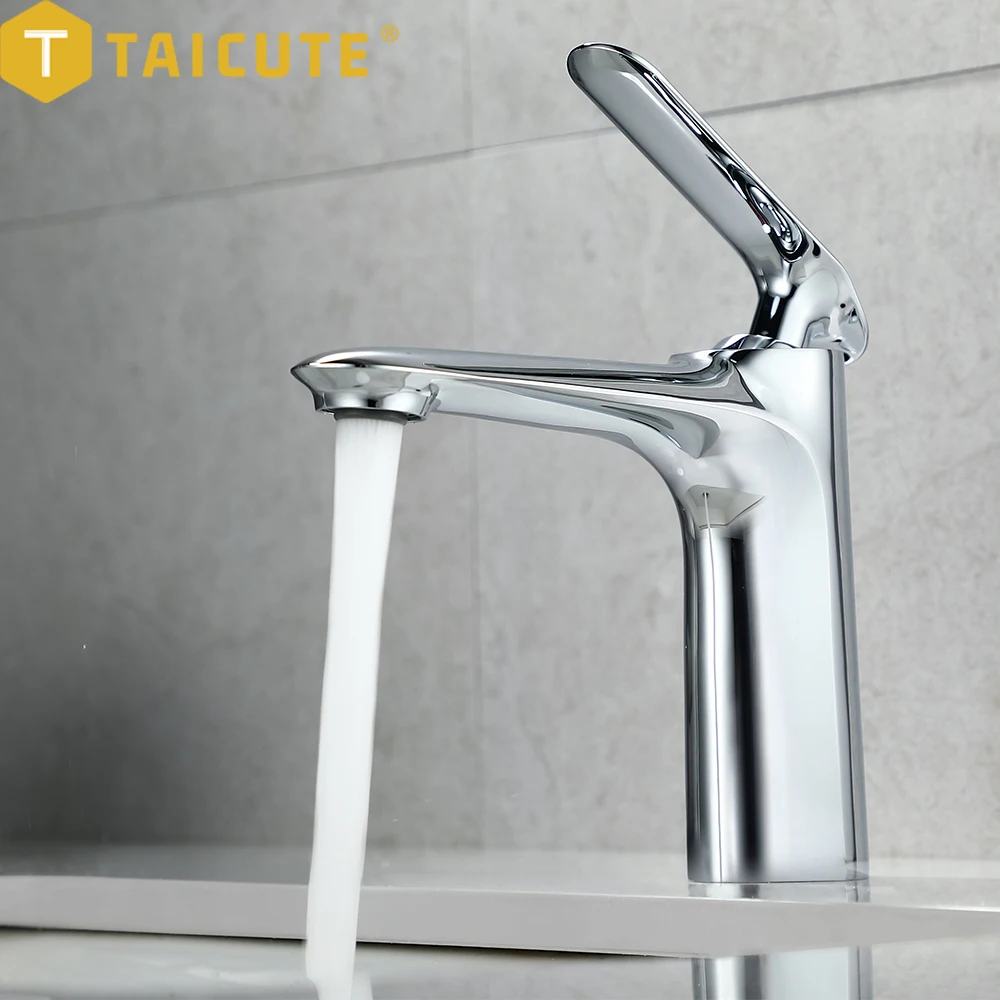 

Смеситель TAICUTE для ванной комнаты, смеситель горячей и холодной воды, поворот на 360 градусов, однорычажный смеситель для раковины, хромирова...