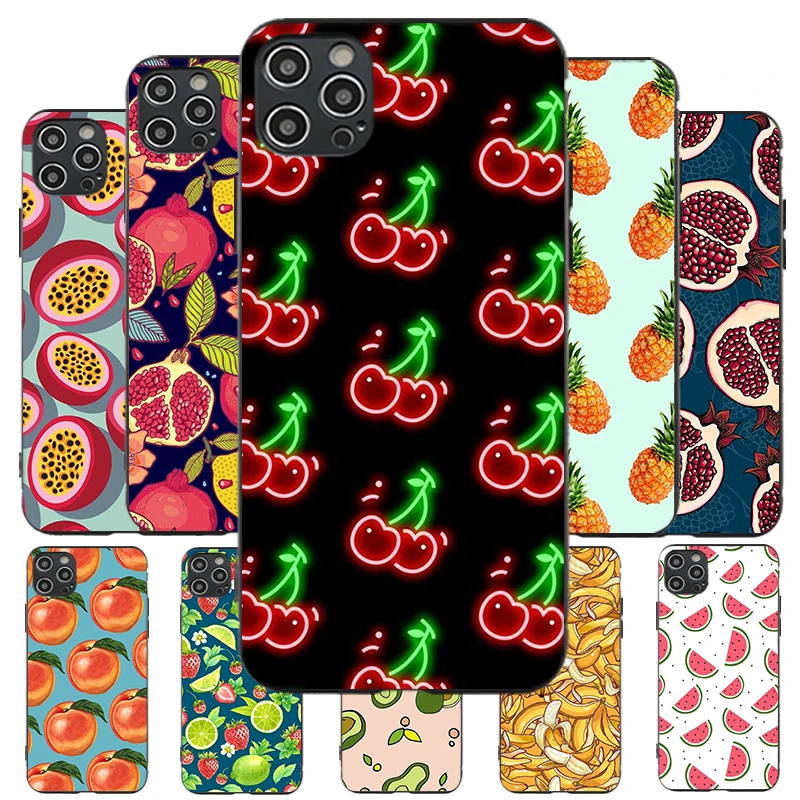 

Banana Cherry Pineapples Fruit Print Phone Case For iPhone 6 7 8 SE X XS XR 11 12 Pro Max TPU Soft Case Apple iPhone Cover