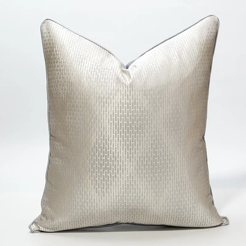 

Beige Jacquard Throw Pillows Case European Embroidery Geometric Waist Cushion Cover Living Room Decor Chair Sofa Back Pillowcase