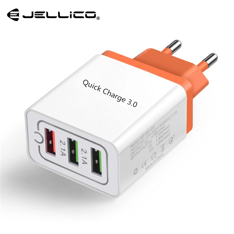 Yellow Jellico quick charge 3,0 USB зарядное устройство для iPhone X 8 7 iPad быстрое настенное зарядное устройство для samsung S9 Xiaomi Mi 8 huawei P20 Pro 3 порта - Тип штекера: Yellow