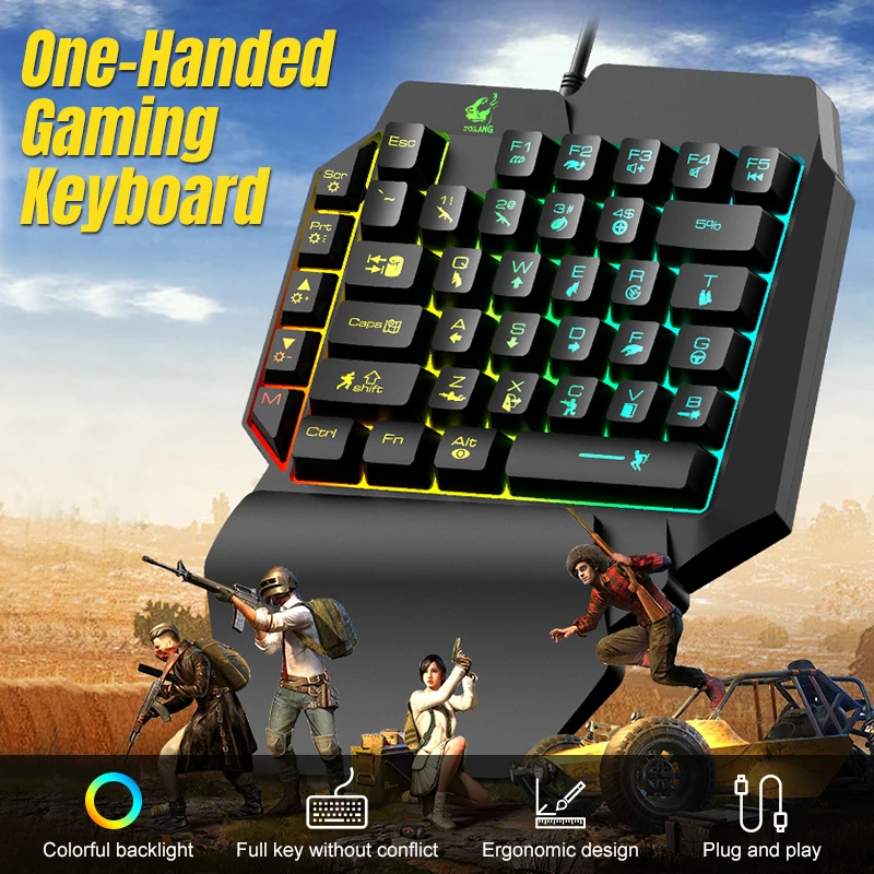 39-ключ с помощью одной руки клавиатура левой Gaming Keyboard и цветная (RGB) мышь