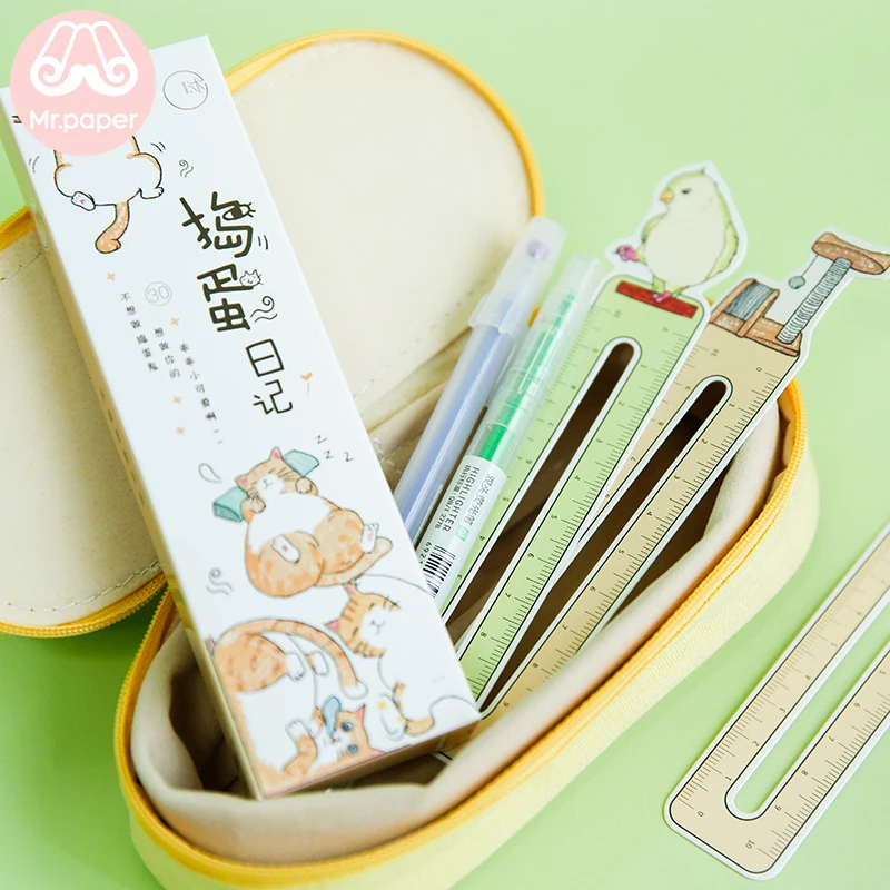 Mr paper 30 шт./кор. Kawaii Kitty линейка неправильные закладки для новизны книга чтения