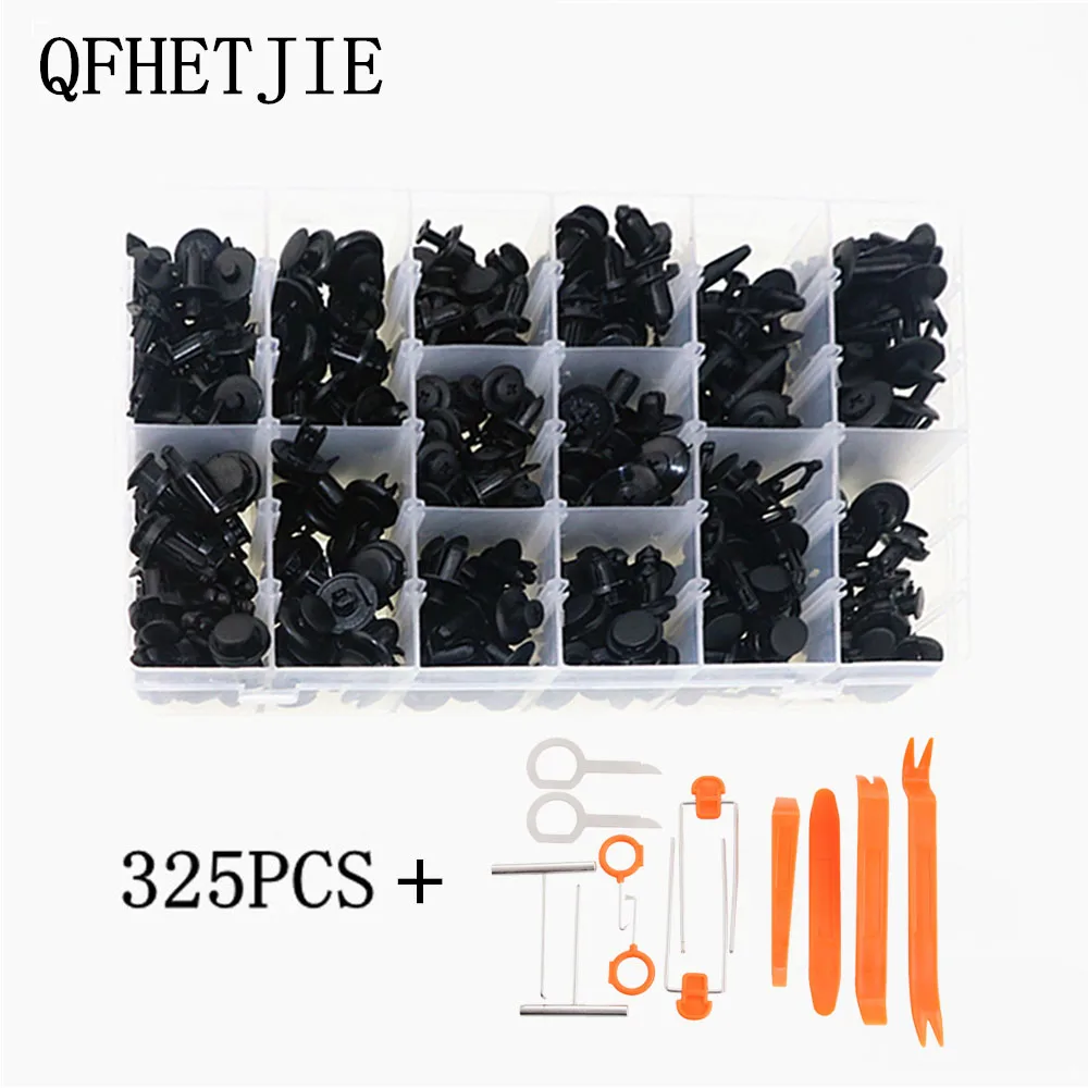 

QFHETJIE 15 kinds of 325PCS hybrid car fender bumper rivet fixing clip fasteners, with box and tools Honda Toyota Lexus Audi For