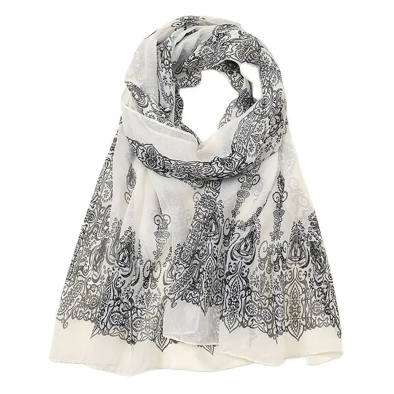 

Шифоновые мусульманские хиджабы с цветочным принтом, 1 шт.