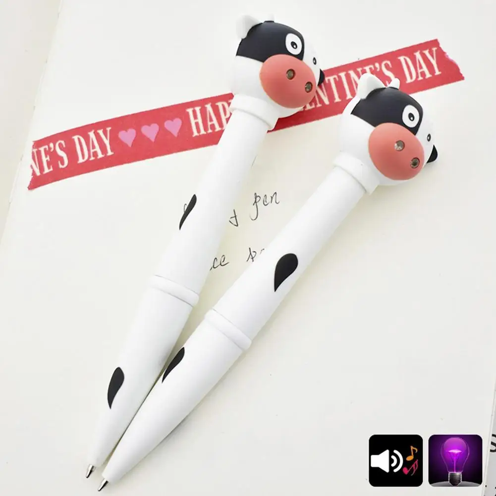 

Support Dropshipping Creative Cow Duck Giraffe Electronic Pen LED Light Animal Sound Kids Pen Gift Electronic Pen