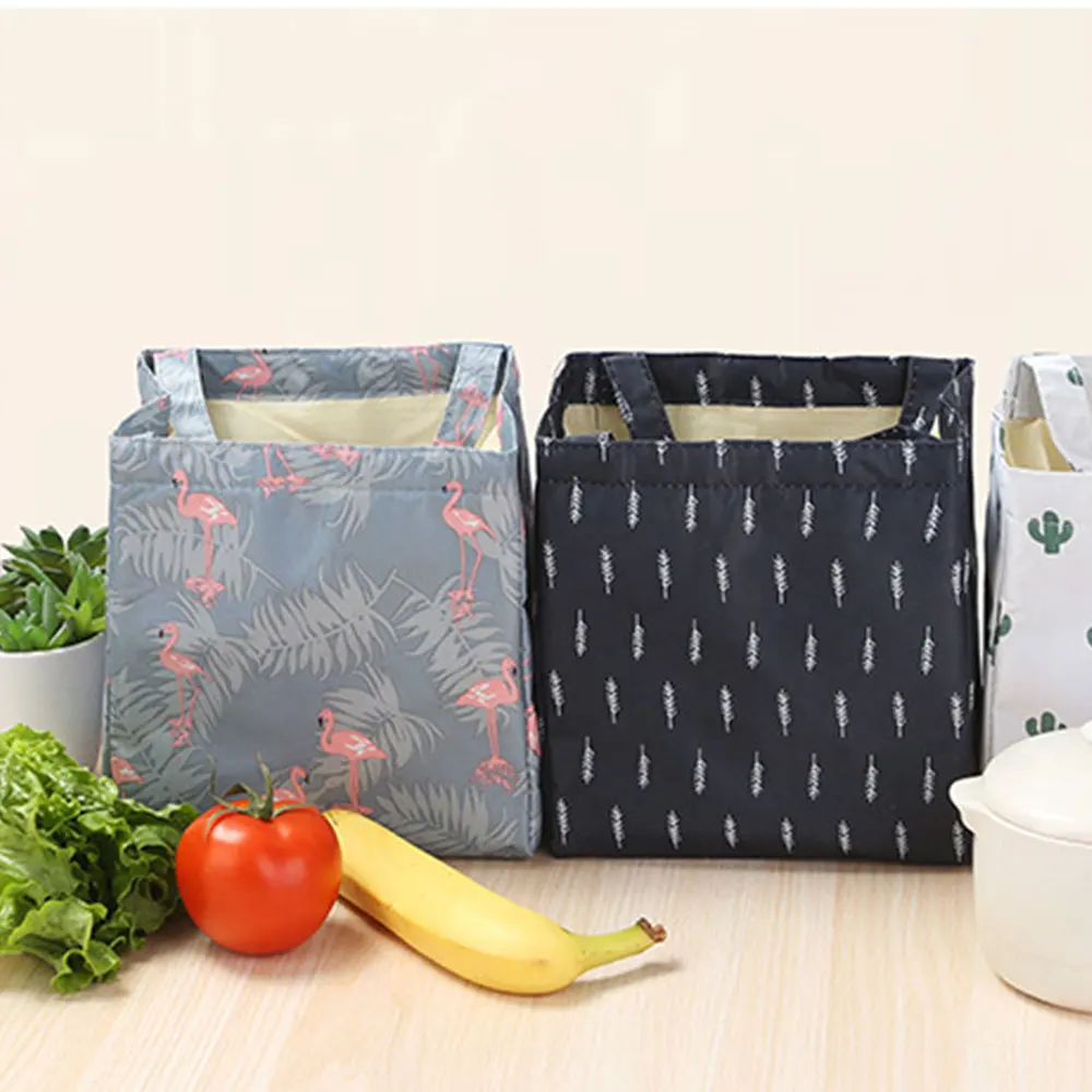 Bento сумка для обедов Tote Фрукты Кухня хранения фламинго кактус узор Оксфорд