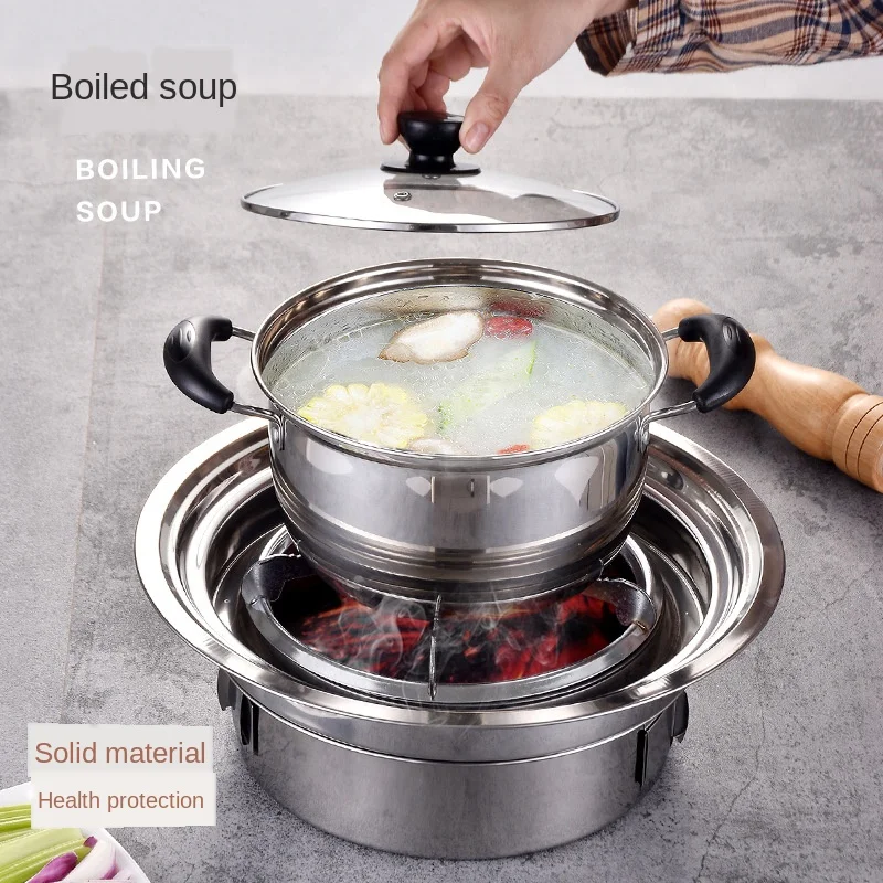 Stainless steel Korean charcoal barbecue Home and business Round outdoor camping gathering portable smokeless |