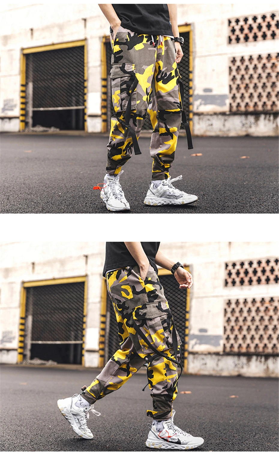 Мужские желтые камуфляжные брюки Уличная Брюки в стиле милитари Jogger Pant хип-хоп Camo Sweat pants Мужские брюки длиной до щиколотки из хлопка