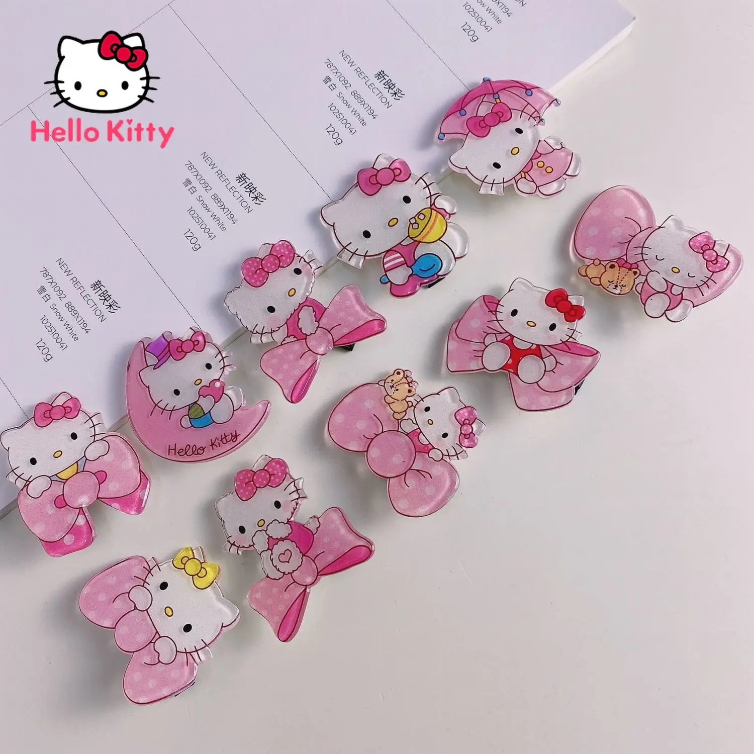 

Hello Kitty Children's Headdress Cartoon Hairpin Anime Acrylic Girl Cute Jewelry