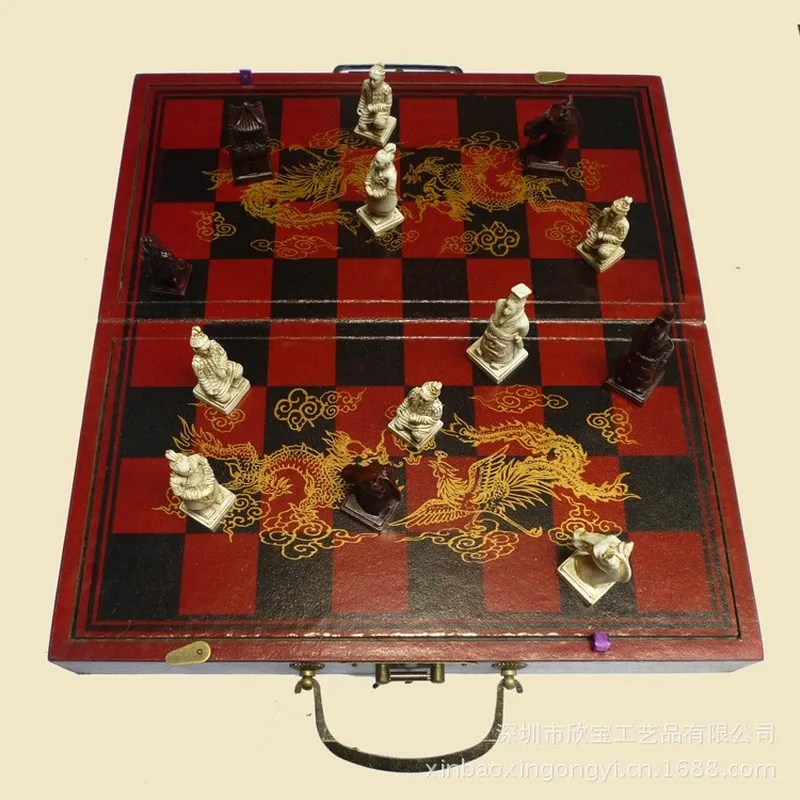 Деревянный античный китайский шахматные фигуры набор семейная настольная игра