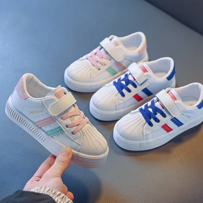 

Children's Sports Shoes 2021 Spring New All-match Casual Shoes Velcro Small White Shoes Shell Head Big Children's Shoes Tide