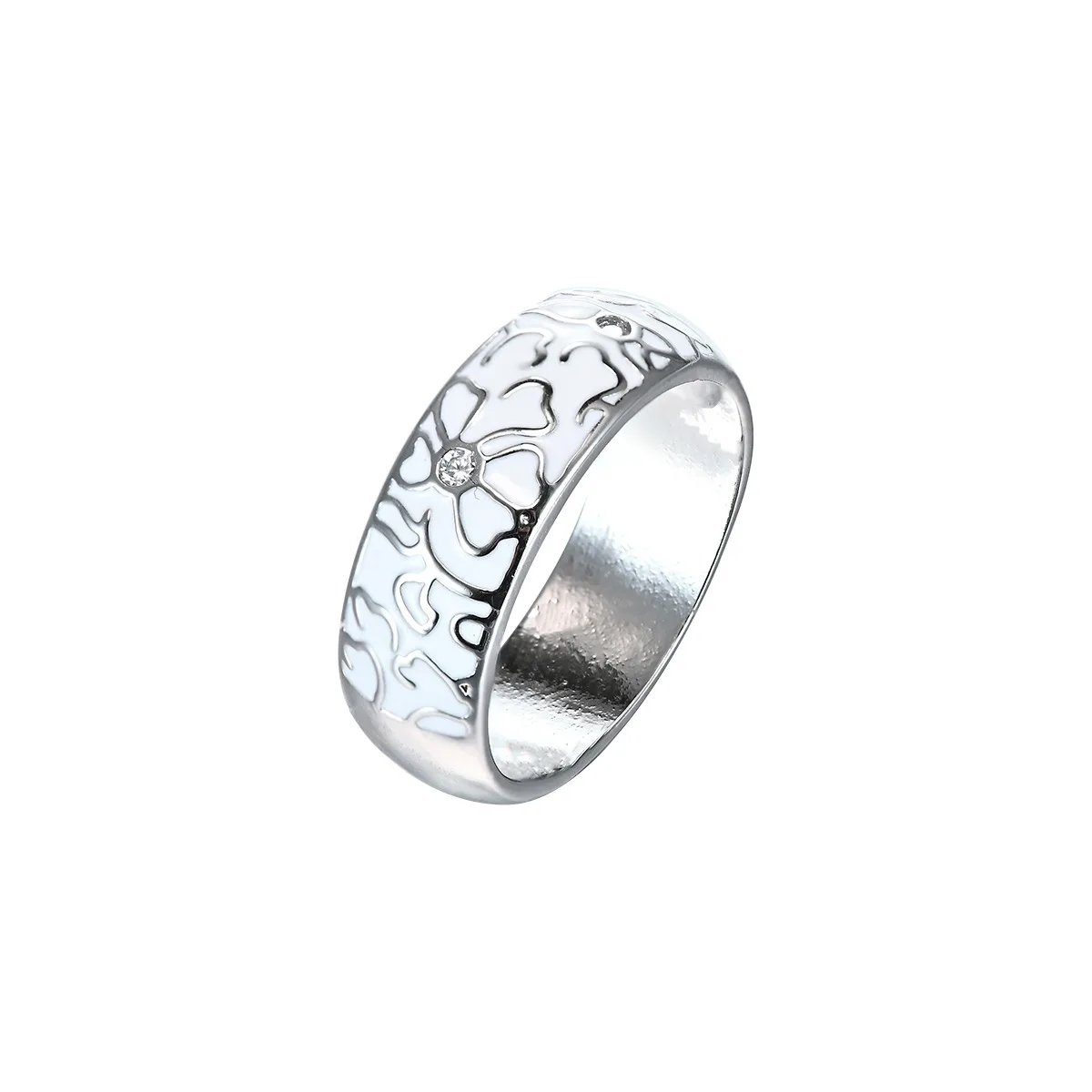 

Elegant white flowers with diamonds, individual retro ladies' ceramic rings and necklaces, wedding banquet jewelry accessories