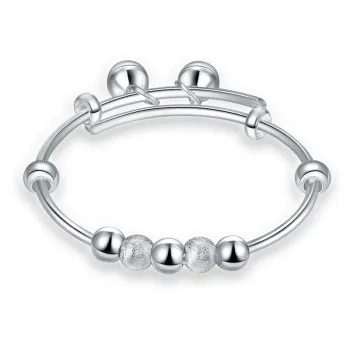 

Children's bracelet silver plated beads bell bracelet wholesale Taobao baby silver bracelet manufacturers stall jewelry T04