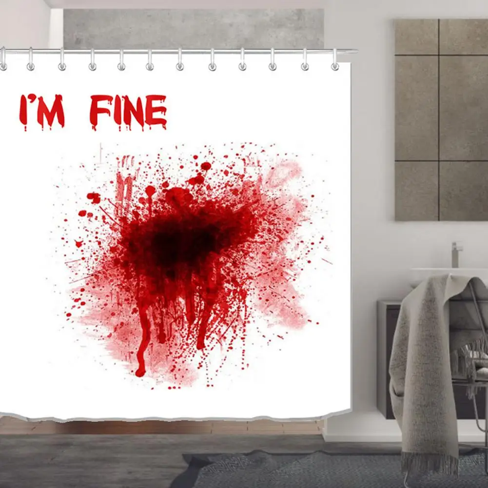 

4PCS Shower Curtain Set with Floor Mat U-shaped Mat Waterproof Scary Halloween Personalized Decor