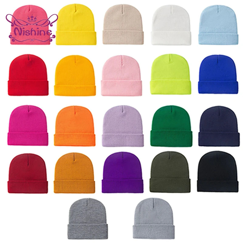 

1 PCS 26*17.5 CM Solid Color Knitting Wool Caps Fashion Baby Girls Warm Hats Newborn Headwear Clothing Decoration Holiday Gifts