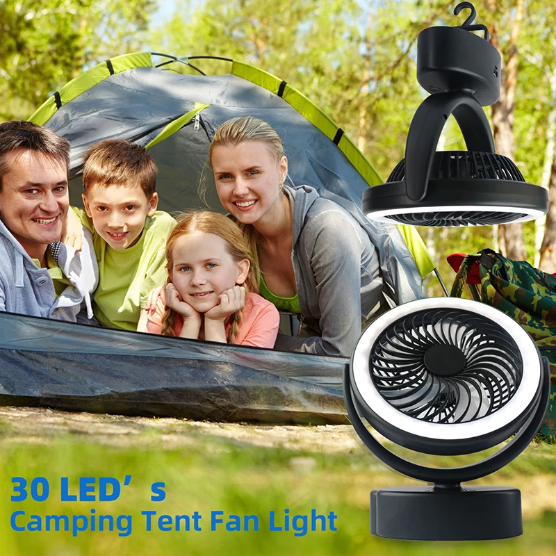 

Hot Sale 2-in-1 Camping Lantern Fan Portable USB Multi-use Tent Lantern with Ceiling Fan Rechargeable 3000mAh Emergency Kit