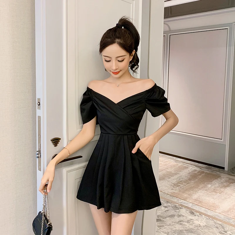 

Женский комбинезон с открытыми плечами VICONE, универсальный Свободный комбинезон с широкими штанинами из полиэстера, Новинка лета 2021, корейс...