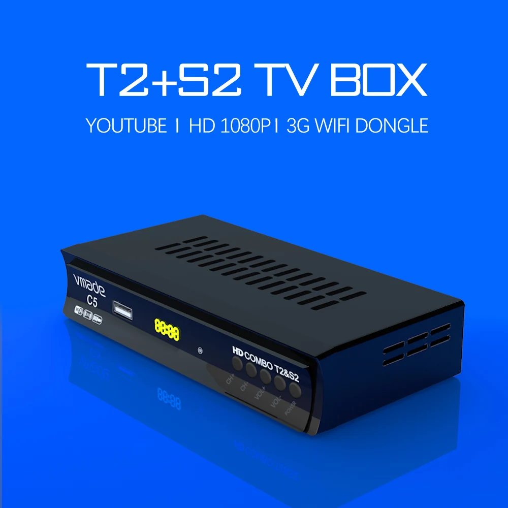 Vmade 2021 комбо DVB T2 S2 цифровой ТВ тюнер Декодер каналов кабельного телевидения
