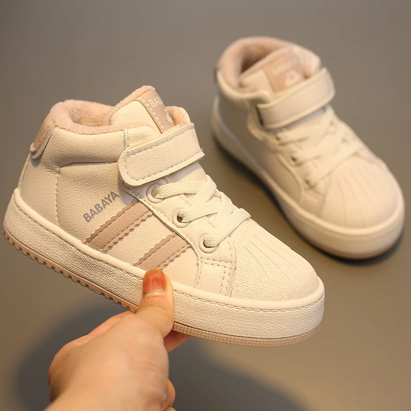 

Babaya Children's Winter Shoes Boys Cotton Shoes Warm Plus Velvet 2021 Snow Boots Girls Shoes for Kids