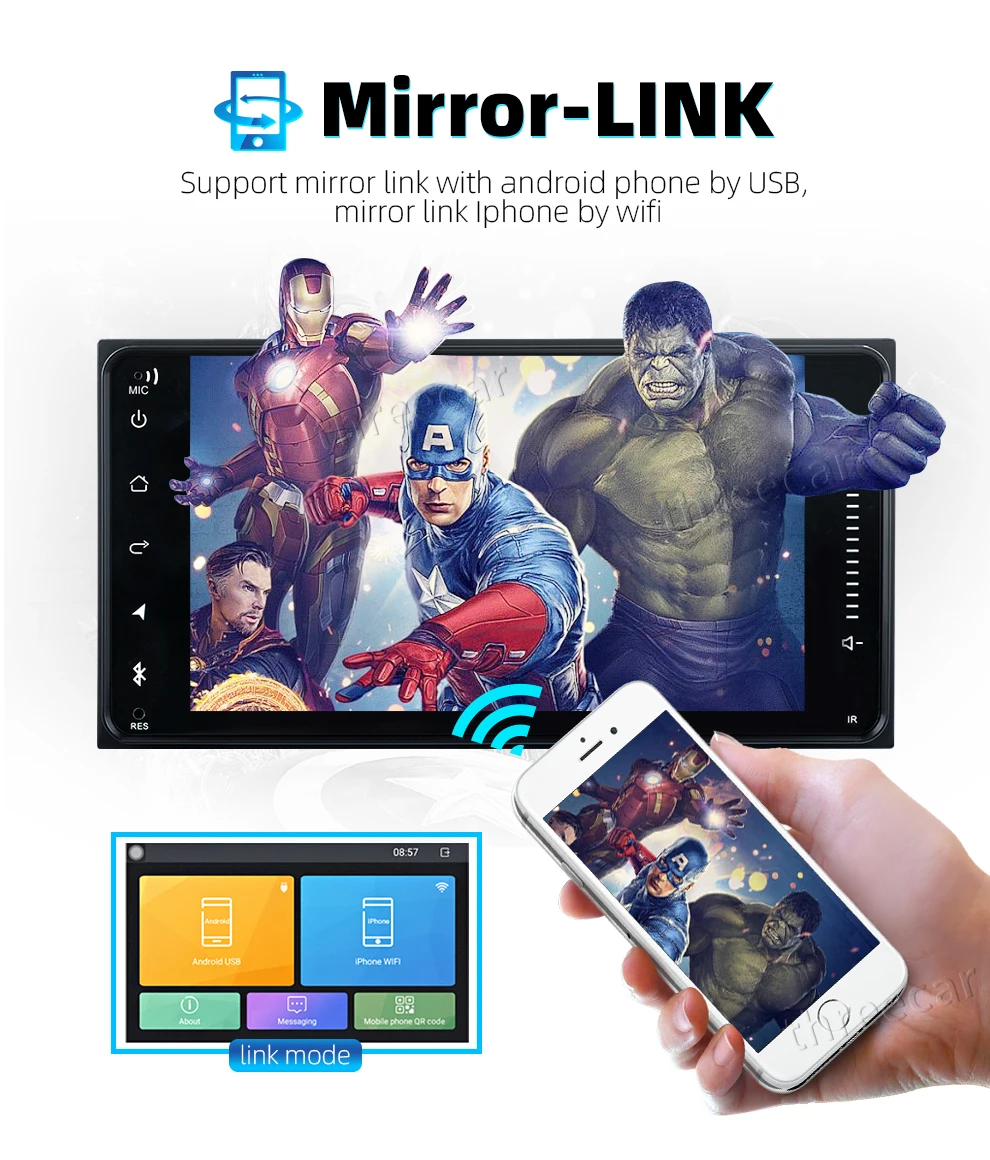 2 DIN Универсальный Android 8,0 автомобильный dvd-плеер с gps-навигация, радио, стерео для Toyota Corolla авто радио мультимедиа 1024*600