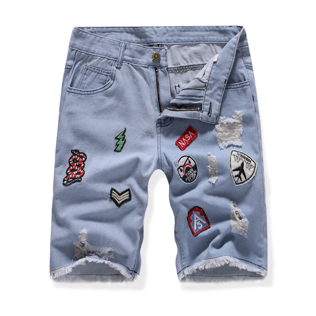 Blue KLV джинсы, новинка, горячая Распродажа, модные мужские летние короткие джинсы, повседневные джинсовые шорты, облегающие модные короткие джинсы высокого качества 9626 - Цвет: Blue