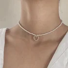 Ожерелье в готическом стиле для женщин и девушек, цепочка с жемчужной подвеской в стиле панк и полые, в форме сердца, чокер-крест в стиле ретро, бижутерия