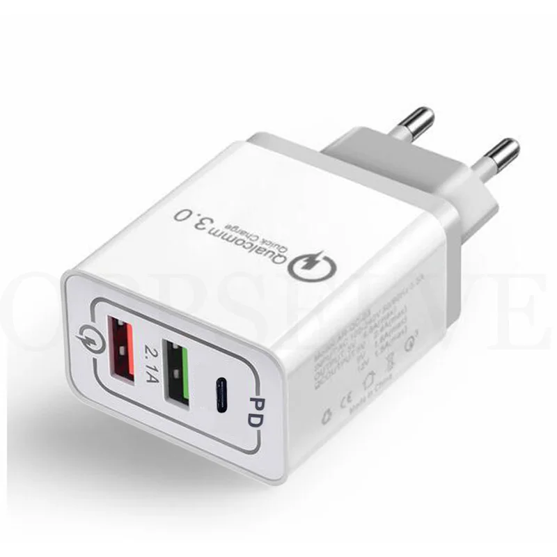 Зарядное устройство OSEVPORF Quick Charge 3,0 QC PD 30 Вт QC3.0 usb type C быстрое зарядное устройство для iPhone 11 Pro Max X Xs 8 7 Xiaomi Phone PD зарядное устройство - Тип штекера: Grey
