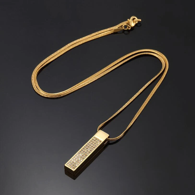 Модное ожерелье с подвеской в виде золотого кубика стиле хип хоп мужское