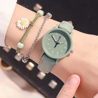 women fashion hot sale minimalist quartz watch with pu leather strap round dial wrist watch for casual daily office for women