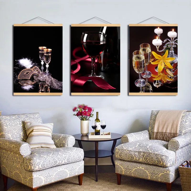 

Романтические настенные постеры красного вина, картины на холсте, настенные художественные картины для гостиной, ресторана, кухни, украшен...