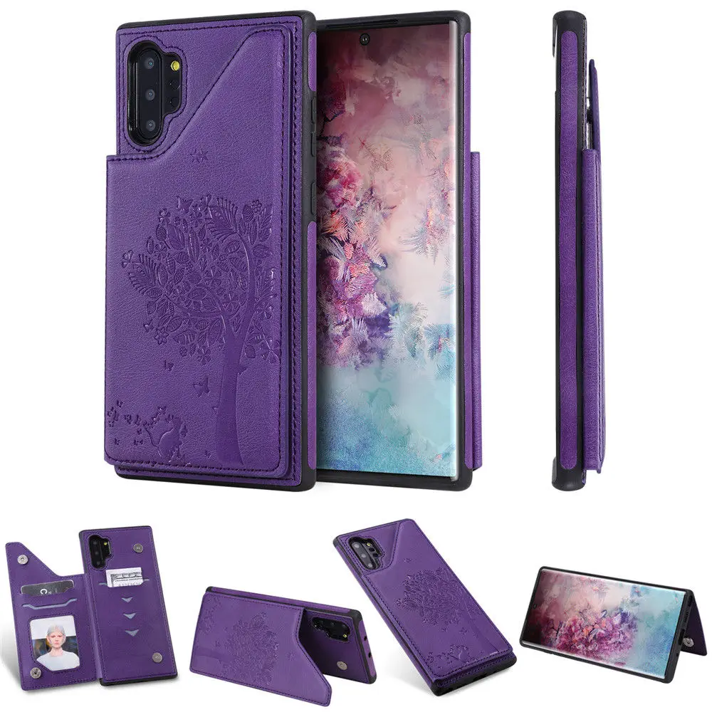 Для samsung Galaxy Note 10 Note 10+ 5G Чехол кожаный флип чехол-портмоне держатель чехол для samsung Note 10pro Note10 Plus Fundas - Цвет: Purple