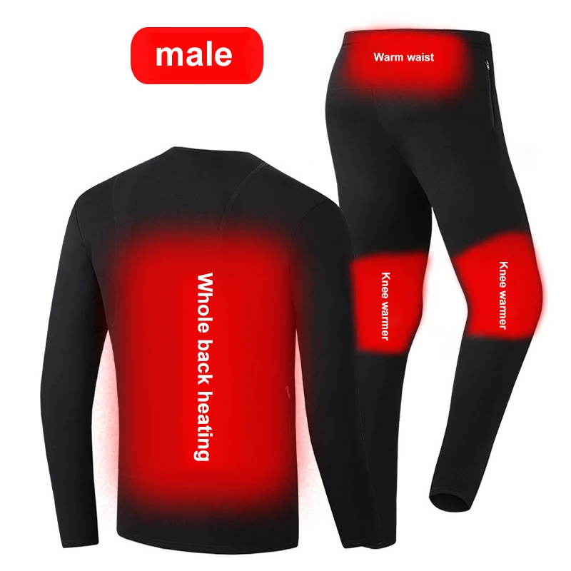 

Winter USB Heating Snow Underwear Set Warm Men Heated Clothing Skiing Hiking Ski Pants Self Heat Suit 4XL 5XL