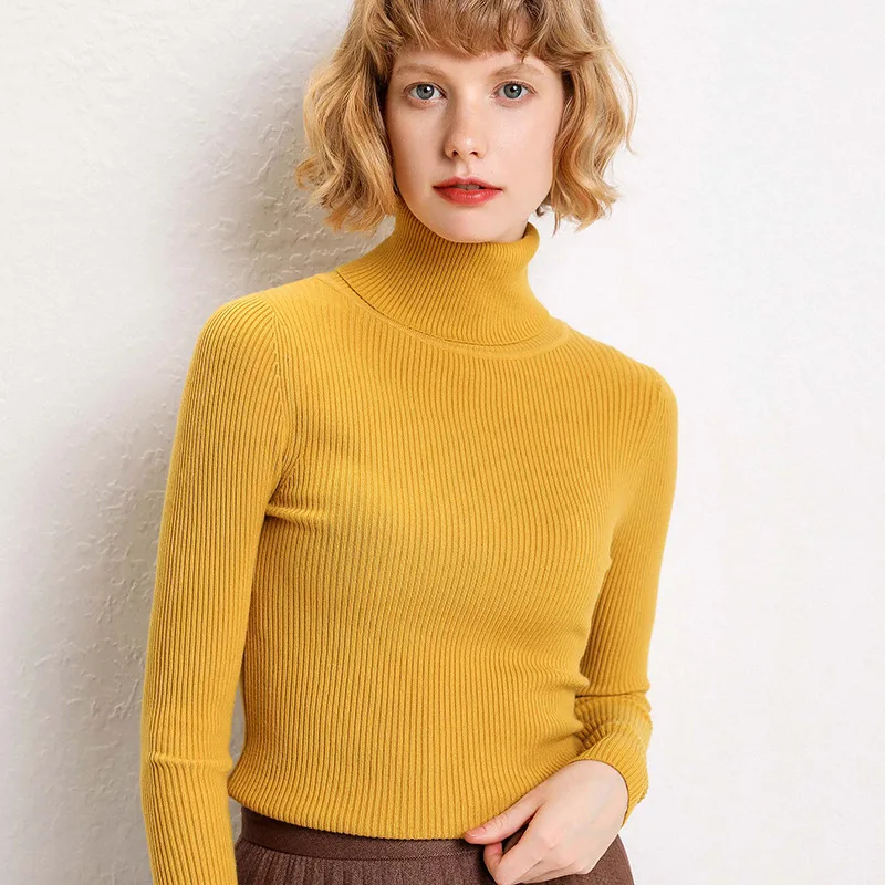 Женский вязаный свитер Sherhure розовый облегающий свитер-водолазка с длинным