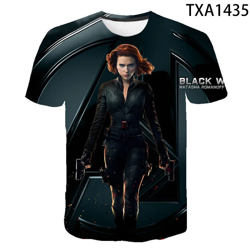 

Летняя модная уличная одежда для мужчин, женщин, детей, футболка с 3D принтом вдовы, повседневные крутые черные топы с коротким рукавом для ма...