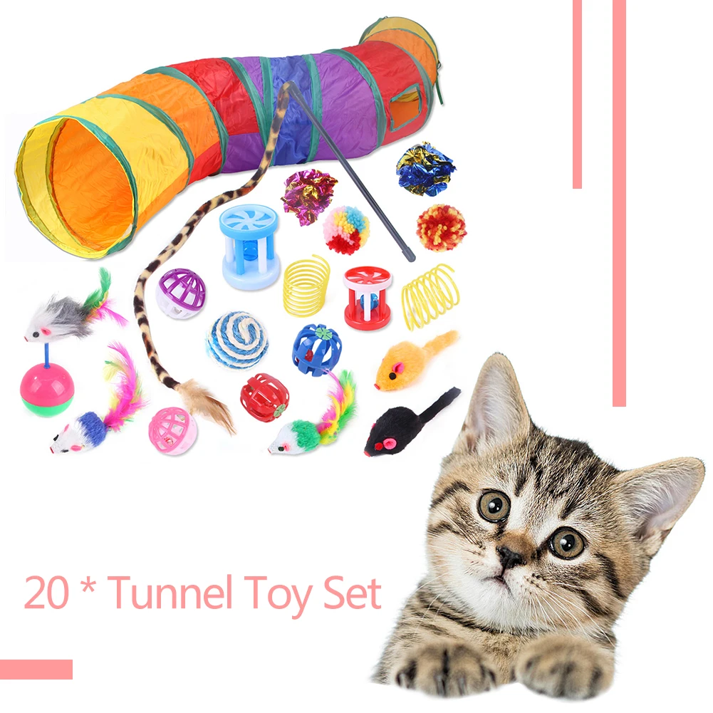 

Traning Dogs Agility Toys Supplies 21/20pcs Cat Teasing Pompom Ball Feather Wand Pets Kitten Teaser Replacement Toys